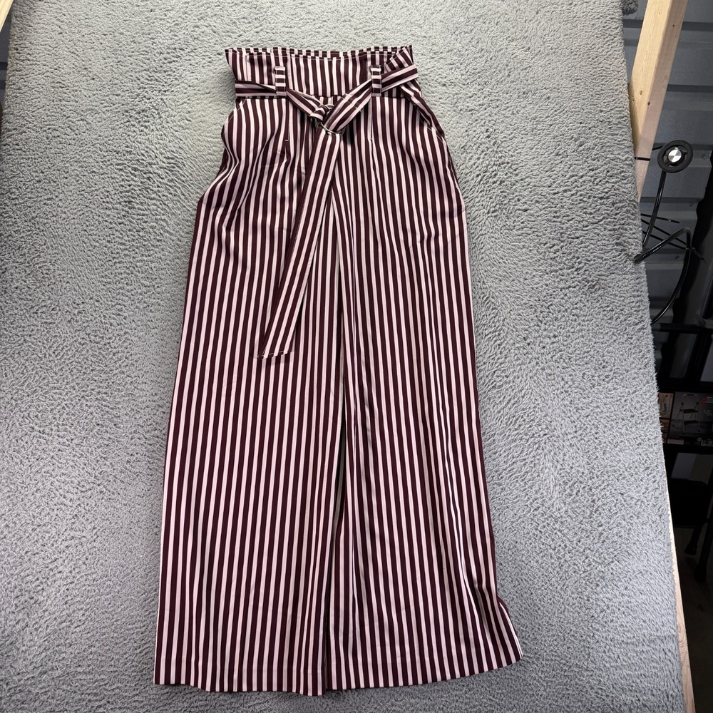 7th Avenue Pant Women's 14 Red Striped Polyester Palazzo Wide-Leg Party Stretch